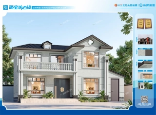 两层三开间新中式简约通透自建房效果图