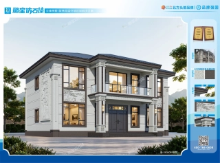 二层三开间新中式高端住宅效果图