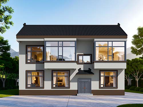 两层四开间简约中式乡村自建房别墅住宅
