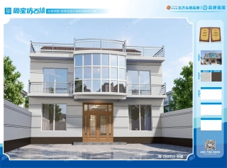 两层三开间现代通透自建房效果图