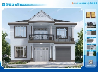 简欧带车库自建别墅外墙仿石漆效果图