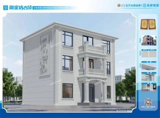 欧式三层罗马柱浮雕观景别墅仿石漆效果图