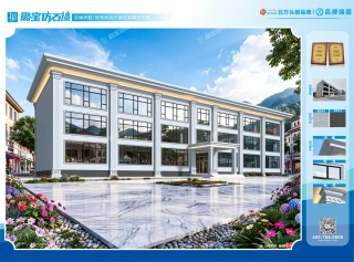 欧式三层商用办公楼仿石漆效果图